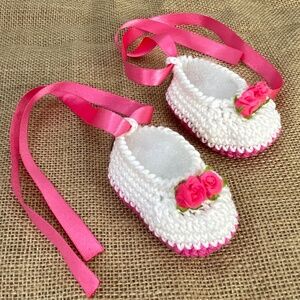 JACKYCO BABY COLLECTION CROCHET,   BALLERINA SHOES for  Newborn